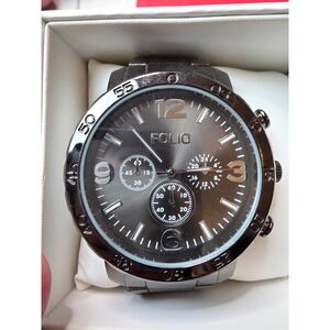 Folio Mens Gunmetal Grey Chronograph Style Watch FMDMSG074 Japan Movt